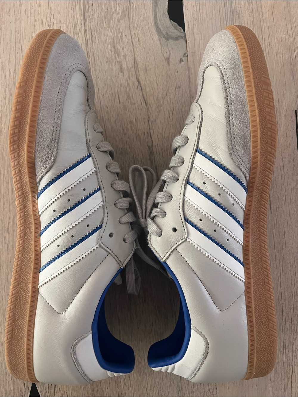 adidas Originals Samba OG Grey Crystal White Blue Gum Men Casual Shoes Size 11 - Picture 7 of 9